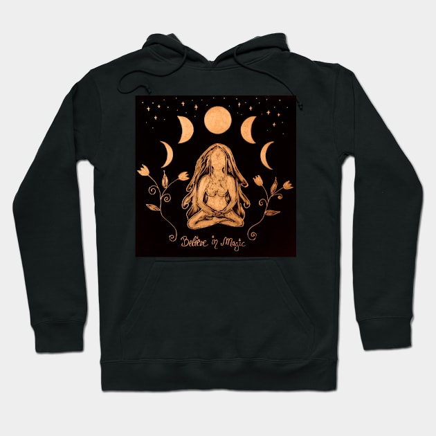 Meditation Yoga under moon phases Hoodie by monchie